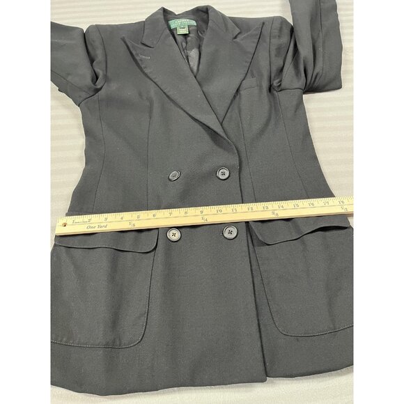 Lauren Ralph Lauren Blazer Womens 8 Black Wool Lined Double Breasted Made in USA - Picture 6 of 11